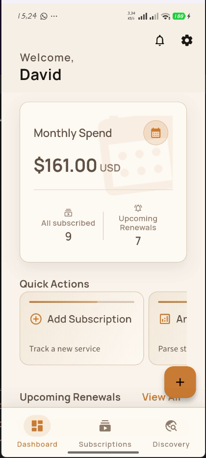 SubSense Pro Dashboard